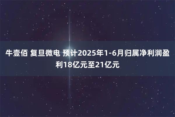 牛壹佰 复旦微电 预计2025年1-6月归属净利润盈利18亿元至21亿元