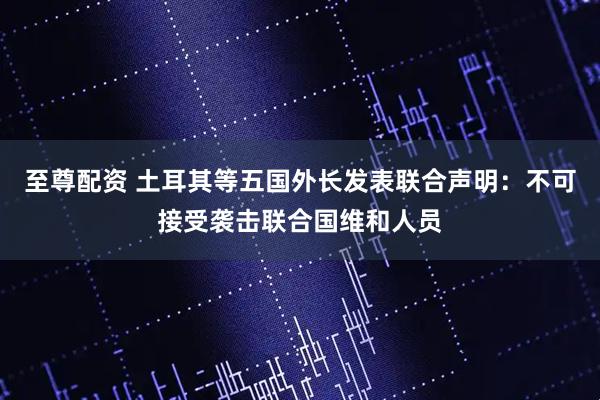 至尊配资 土耳其等五国外长发表联合声明：不可接受袭击联合国维和人员